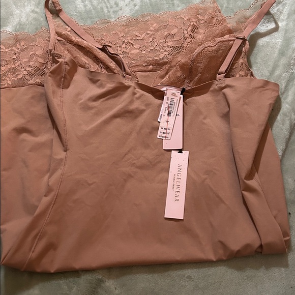 Elegant Lace Trim Slip Dress - Tan - Picture 2 of 2